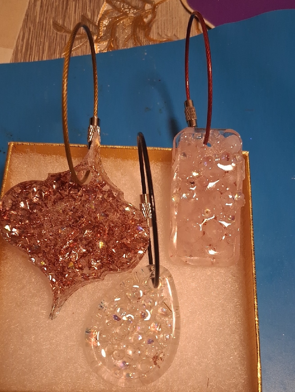 Crystal,and Pink Quartz Keychain Set